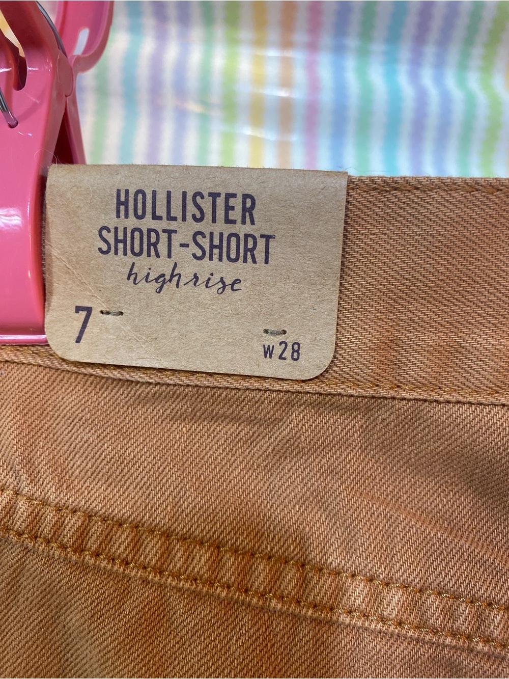 Hollister High Rise Distressed Embroidered Denim Shorts Brown W28 Size 7 - Picture 6 of 9